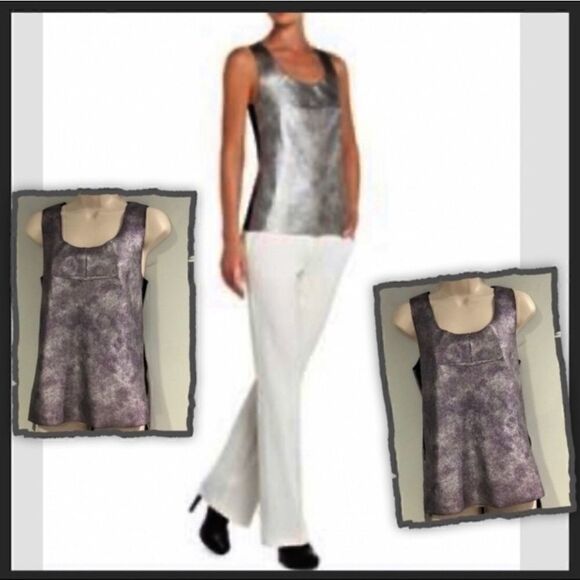 BCBGMAXAZRIA MADRAG METALLIC SILVER BLOUSE S - Picture 1 of 5
